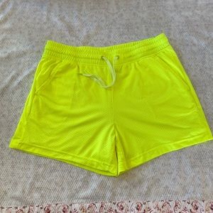 Athletic Works Shorts Mens Size M Neon Yellow Drawstring Gym Active Shorts